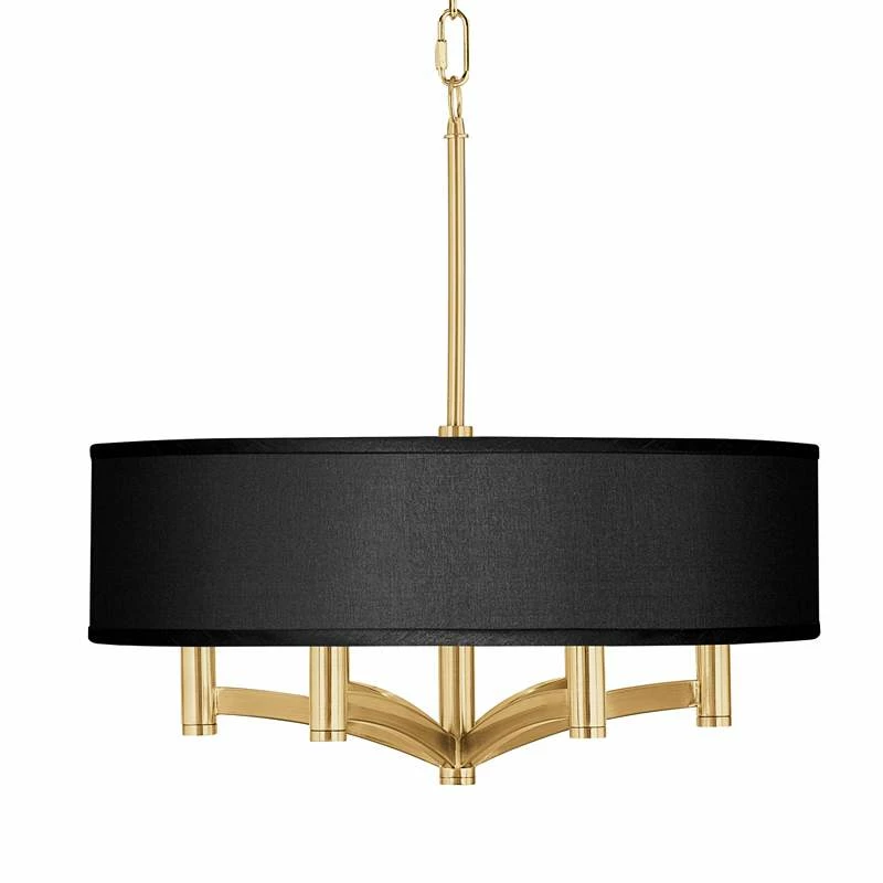 Black Faux Silk Ava 6-Light Gold Pendant Chandelier 3 Black Faux Silk Ava 6-Light Gold Pendant Chandelier