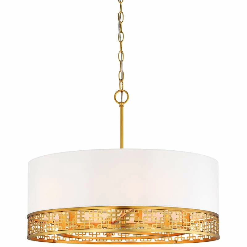 Blairmoor 25" Wide Honey Gold And Faux Silk Modern Pendant Light 4 Blairmoor 25" Wide Honey Gold And Faux Silk Modern Pendant Light - Image 2