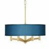 Blue Faux Silk Ava 6-Light Gold Pendant Chandelier -Lighting Sales Shop blue faux silk ava 6 light gold pendant chandelier 694j6
