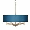 Blue Faux Silk Ava 6-Light Nickel Pendant Chandelier -Lighting Sales Shop blue faux silk ava 6 light nickel pendant chandelier 17k54