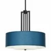 Blue Faux Silk Carey 24" Black 4-Light Chandelier -Lighting Sales Shop blue faux silk carey 24 inch black 4 light chandelier 722j6