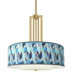 Blue Tiffany Carey 24" Gold 4-Light Chandelier