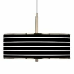 Bold Black Stripe Giclee Glow 16" Wide Pendant Light