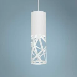 AFX Boon 3 1/2" Wide White Cut Metal Cylinder LED Mini Pendant
