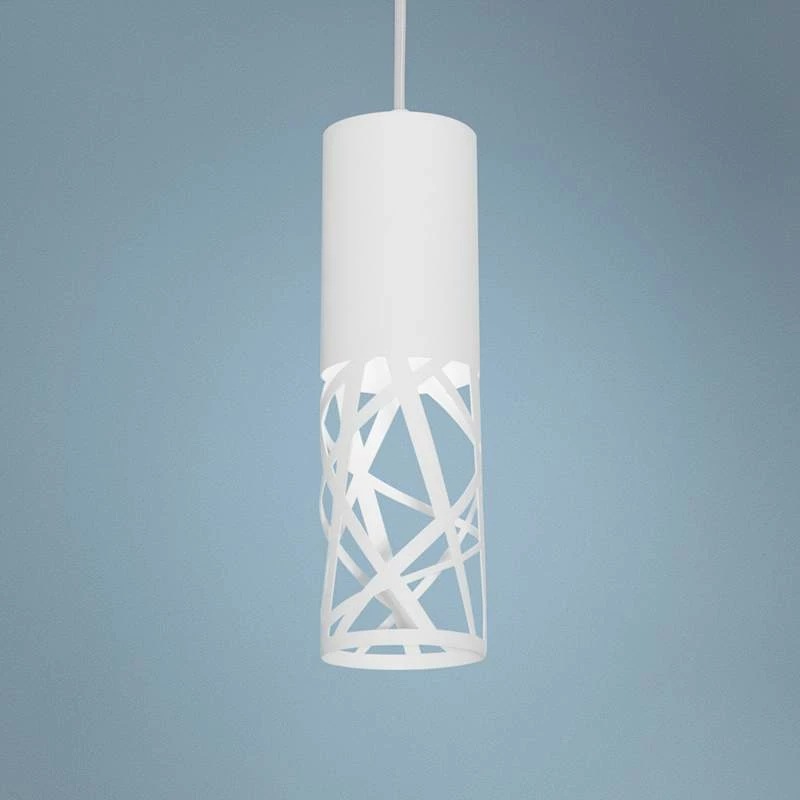 AFX Boon 3 1/2" Wide White Cut Metal Cylinder LED Mini Pendant 3 AFX Boon 3 1/2" Wide White Cut Metal Cylinder LED Mini Pendant