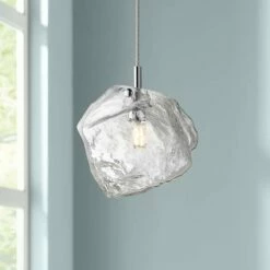 Boulder 6 3/4"W Polished Nickel And Glass LED Mini Pendant