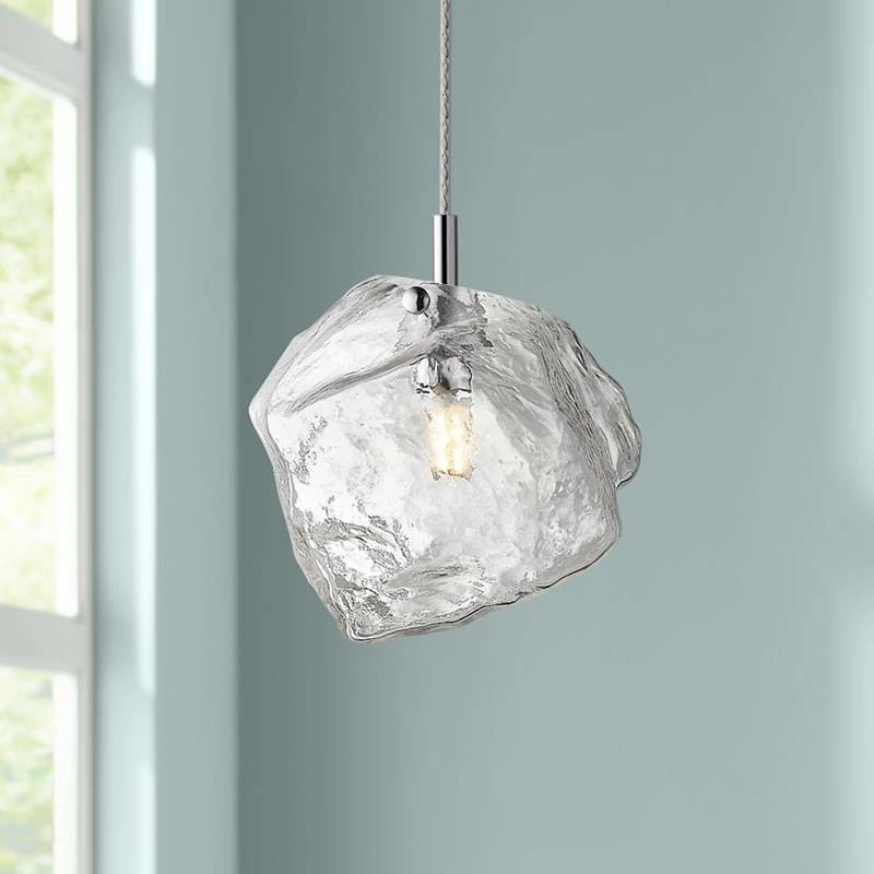 Boulder 6 3/4"W Polished Nickel And Glass LED Mini Pendant 3 Boulder 6 3/4"W Polished Nickel And Glass LED Mini Pendant