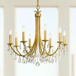 Bridgehampton 28" Wide 8-Light Antique Gold Chandelier