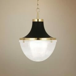 Brighton 13" Wide Modern Brass And Matte Black Pendant Light