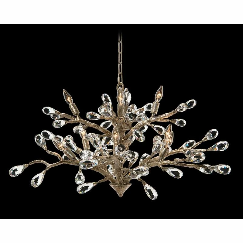 Budding Crystal 39" Wide Antique Silver 10-Light Chandelier 3 Budding Crystal 39" Wide Antique Silver 10-Light Chandelier