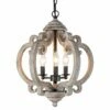 Cachil 15 1/2" Wide Distressed Wood 3-Light Orb Chandelier