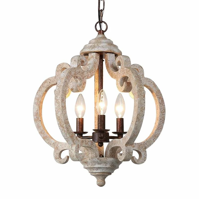 Cachil 15 1/2"W Weathered White 3-Light Lantern Chandelier 3 Cachil 15 1/2"W Weathered White 3-Light Lantern Chandelier