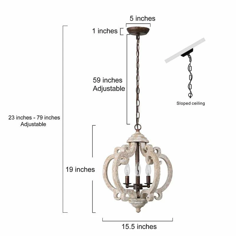 Cachil 15 1/2"W Weathered White 3-Light Lantern Chandelier 8 Cachil 15 1/2"W Weathered White 3-Light Lantern Chandelier - Image 6