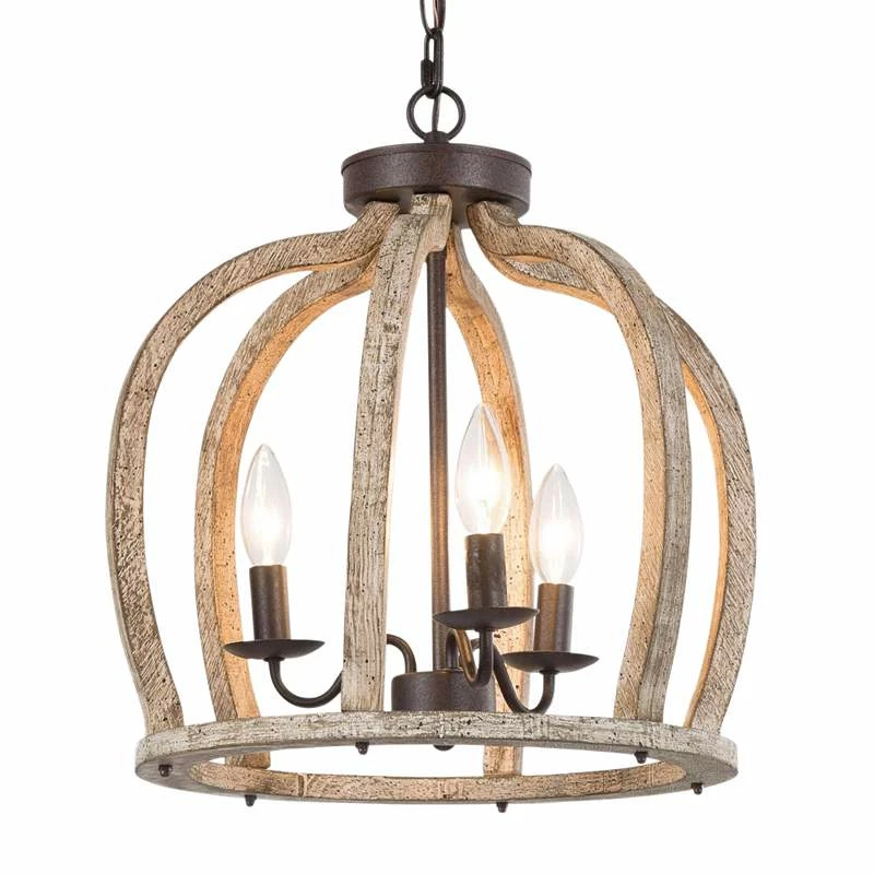 Cachil 15" Wide Distressed Wood 3-Light Lantern Chandelier 3 Cachil 15" Wide Distressed Wood 3-Light Lantern Chandelier