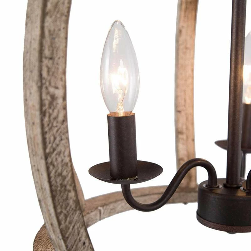 Cachil 15" Wide Distressed Wood 3-Light Lantern Chandelier 5 Cachil 15" Wide Distressed Wood 3-Light Lantern Chandelier - Image 3