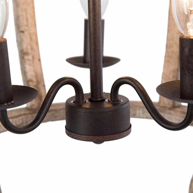 Cachil 15" Wide Distressed Wood 3-Light Lantern Chandelier 6 Cachil 15" Wide Distressed Wood 3-Light Lantern Chandelier - Image 4