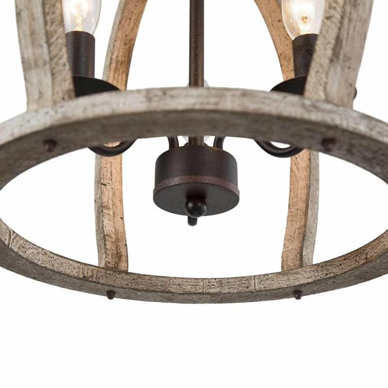 Cachil 15" Wide Distressed Wood 3-Light Lantern Chandelier 7 Cachil 15" Wide Distressed Wood 3-Light Lantern Chandelier - Image 5