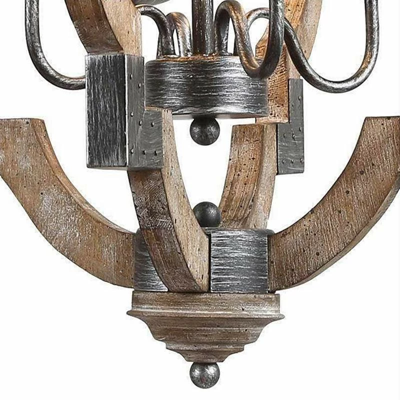 Cachil 19 3/4"W Distressed Wood 4-Light Lantern Chandelier 4 Cachil 19 3/4"W Distressed Wood 4-Light Lantern Chandelier - Image 2