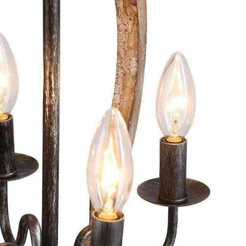 Cachil 19 3/4"W Distressed Wood 4-Light Lantern Chandelier 5 Cachil 19 3/4"W Distressed Wood 4-Light Lantern Chandelier - Image 3