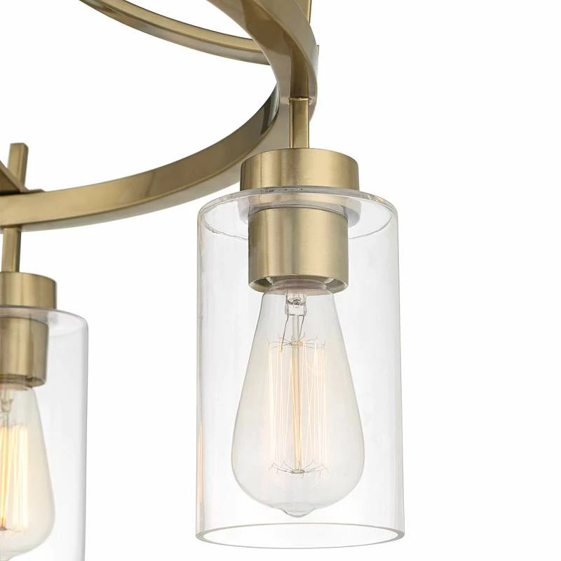 Caleb 22 3/4" Wide Gold Glass Wagon Wheel 5-Light Chandelier 5 Caleb 22 3/4" Wide Gold Glass Wagon Wheel 5-Light Chandelier - Image 3