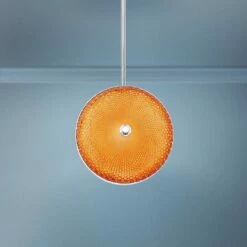 Caledonia 10"W Orange Honeycomb Glass LED Mini Pendant Light
