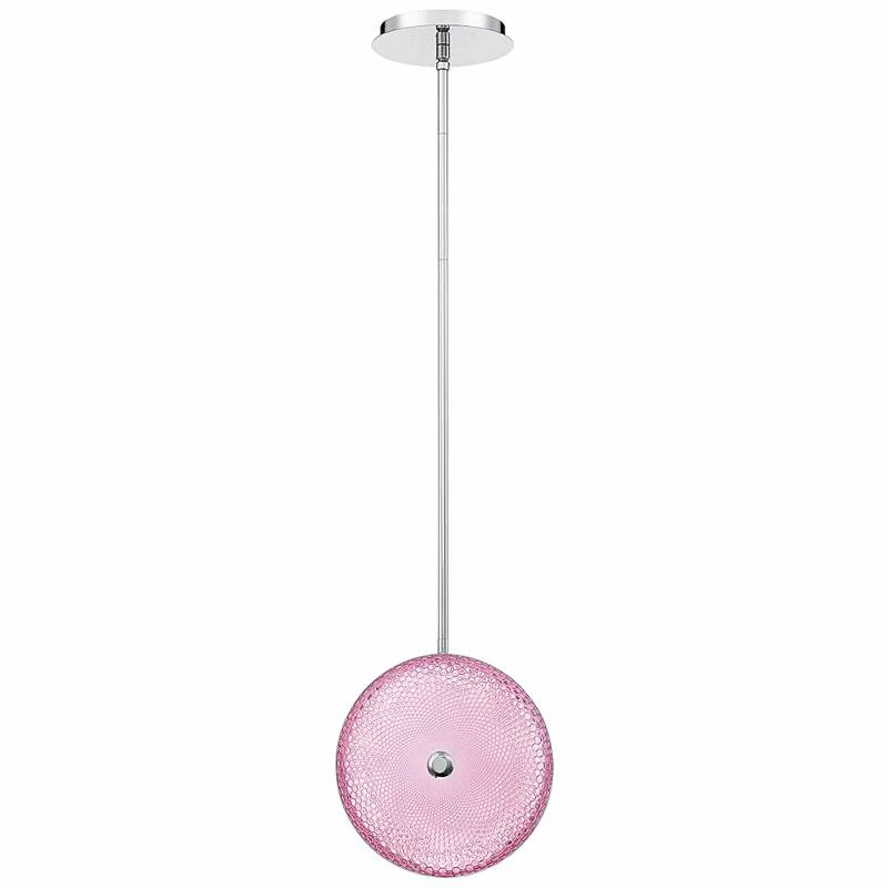 Caledonia 10"W Pink Honeycomb Glass LED Mini Pendant Light 4 Caledonia 10"W Pink Honeycomb Glass LED Mini Pendant Light - Image 2
