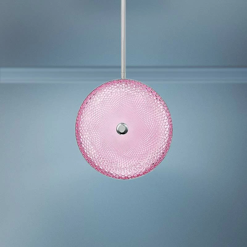 Caledonia 10"W Pink Honeycomb Glass LED Mini Pendant Light 3 Caledonia 10"W Pink Honeycomb Glass LED Mini Pendant Light