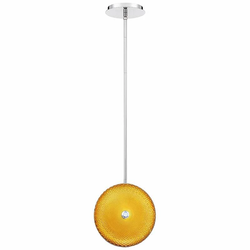 Caledonia 10"W Yellow Honeycomb Glass LED Mini Pendant Light 4 Caledonia 10"W Yellow Honeycomb Glass LED Mini Pendant Light - Image 2