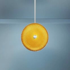 Caledonia 10"W Yellow Honeycomb Glass LED Mini Pendant Light