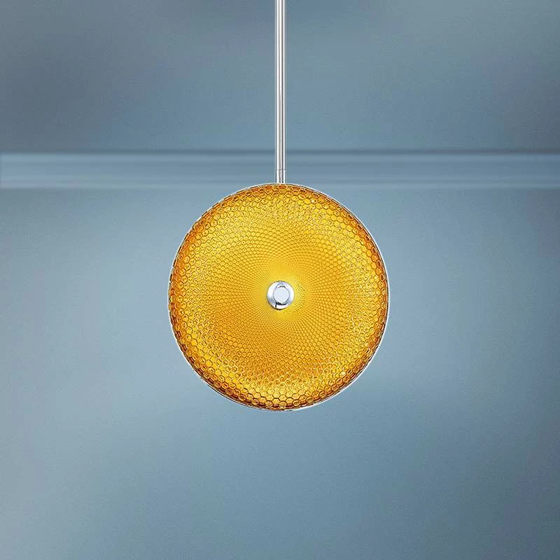 Caledonia 10"W Yellow Honeycomb Glass LED Mini Pendant Light 3 Caledonia 10"W Yellow Honeycomb Glass LED Mini Pendant Light