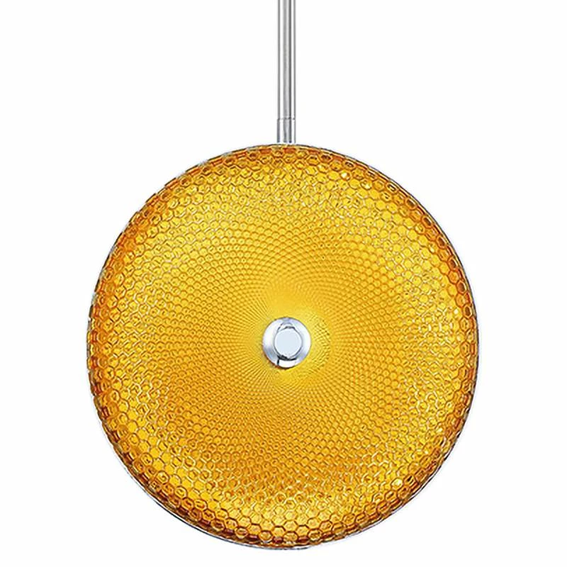 Caledonia 10"W Yellow Honeycomb Glass LED Mini Pendant Light 5 Caledonia 10"W Yellow Honeycomb Glass LED Mini Pendant Light - Image 3