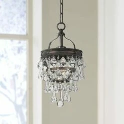 Calypso 7 1/2" Wide Vibrant Bronze And Crystal Mini Chandelier