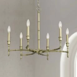 Golden Lighting Cambay 25" Wide White Gold Metal 6-Light Chandelier