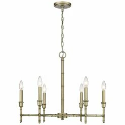 Golden Lighting Cambay 25" Wide White Gold Metal 6-Light Chandelier -Lighting Sales Shop cambay 25 inch wide white gold metal 6 light chandelier 042c2views4