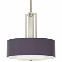 Carey 24" Silk Eggplant Double Drum Shade Chandelier