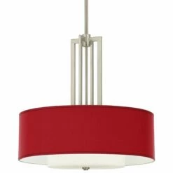 Carey 24" Silk Red Double Drum Shade Chandelier