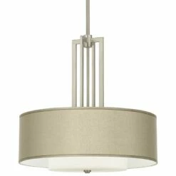 Carey 24" Wide Silk Taupe Double Drum Shade Chandelier