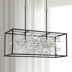 Carrine 38 1/2" Wide Black And Silver Island 8-Light Pendant