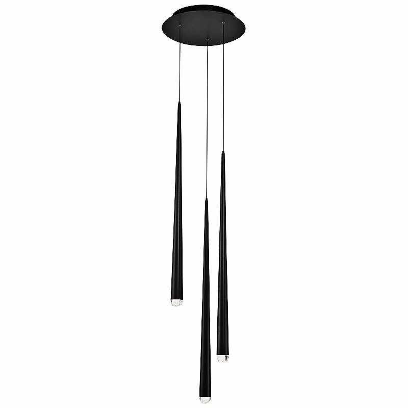 Cascade 12"W Black W/ Clear Crystal LED Multi Light Pendant 4 Cascade 12"W Black W/ Clear Crystal LED Multi Light Pendant - Image 2