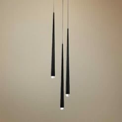 Cascade 12"W Black W/ Clear Crystal LED Multi Light Pendant