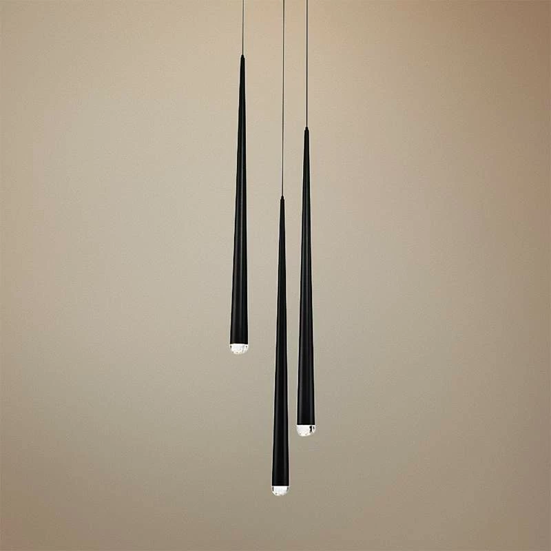Cascade 12"W Black W/ Clear Crystal LED Multi Light Pendant 3 Cascade 12"W Black W/ Clear Crystal LED Multi Light Pendant