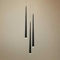 Cascade 12"W Black W/ Frosted Glass LED Multi Light Pendant