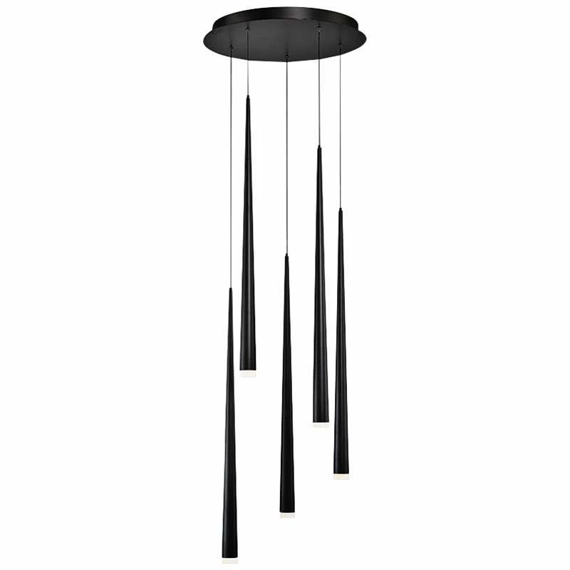 Cascade 17" Wide Matte Black LED 5-Light Multi Light Pendant 4 Cascade 17" Wide Matte Black LED 5-Light Multi Light Pendant - Image 2