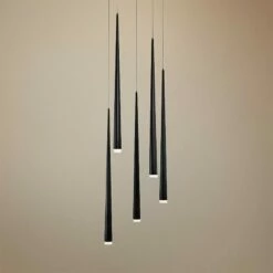 Cascade 17" Wide Matte Black LED 5-Light Multi Light Pendant