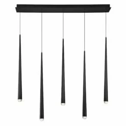 Cascade 40" Wide Matte Black Modern LED Kitchen Island Light Pendant -Lighting Sales Shop cascade 40 inch wide matte black modern led kitchen island light pendant 55r06views1