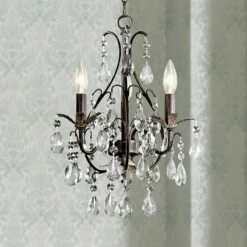 Castlewood Walnut And Crystal 3-Light Small Mini Chandelier