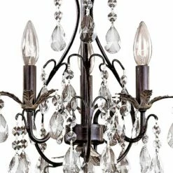 Castlewood Walnut And Crystal 3-Light Small Mini Chandelier -Lighting Sales Shop castlewood walnut and crystal 3 light small mini chandelier 83484views1