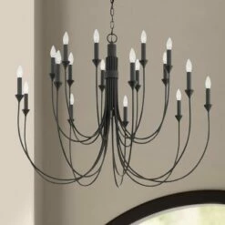 Troy Cate 42" Wide Forged Iron 18-Light Chandelier