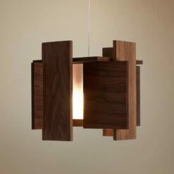 Cerno Abeo 15" Wide Dark Stained Walnut Modern LED Pendant Light