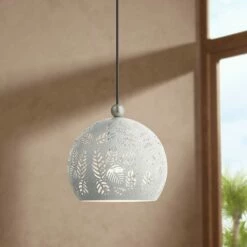 Chantily 8" Wide White Metal Globe Mini Pendant Light